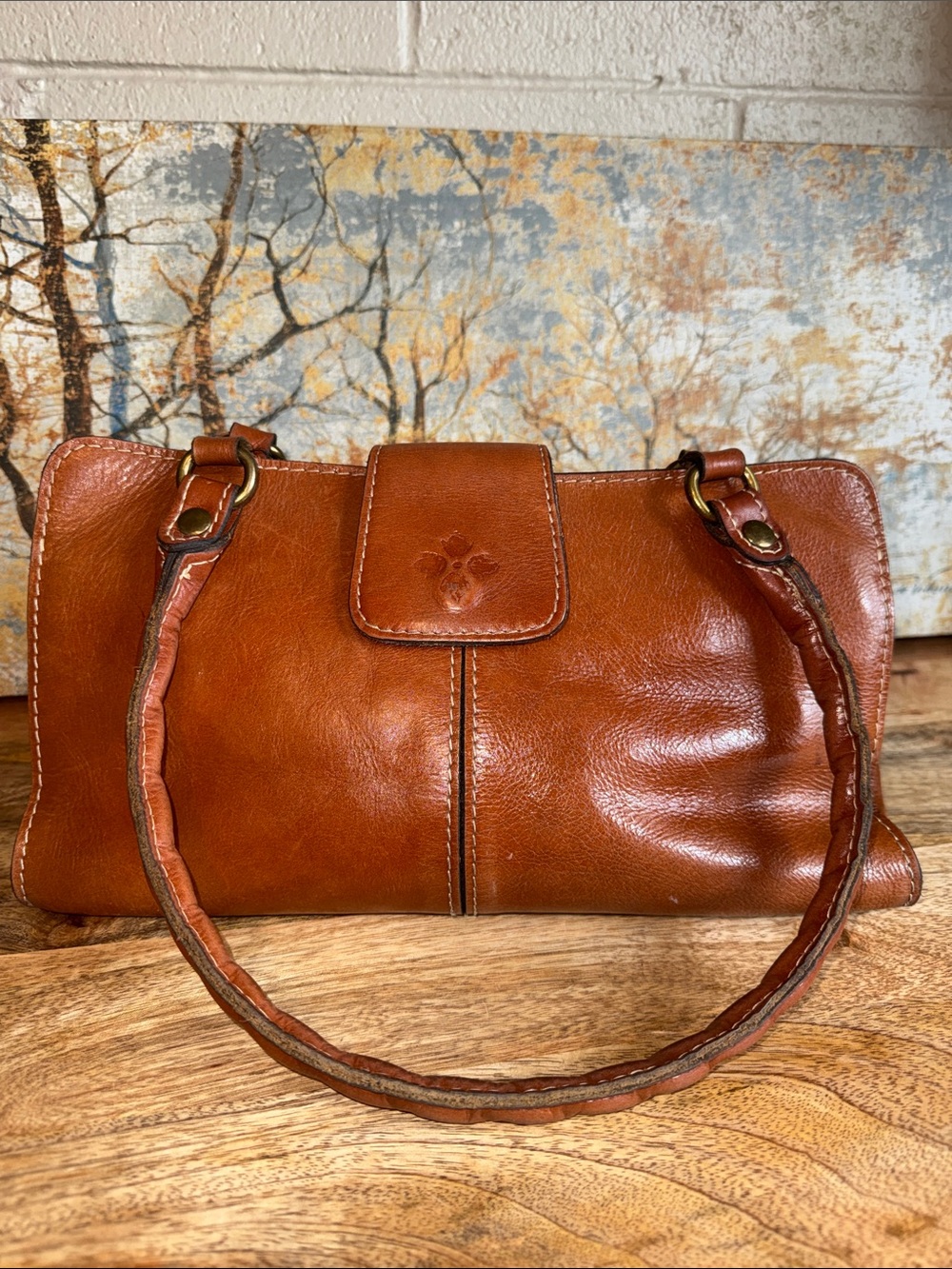 Classic Patricia Nash Smooth Tan Leather Shoulder Bag - Timeless Style
